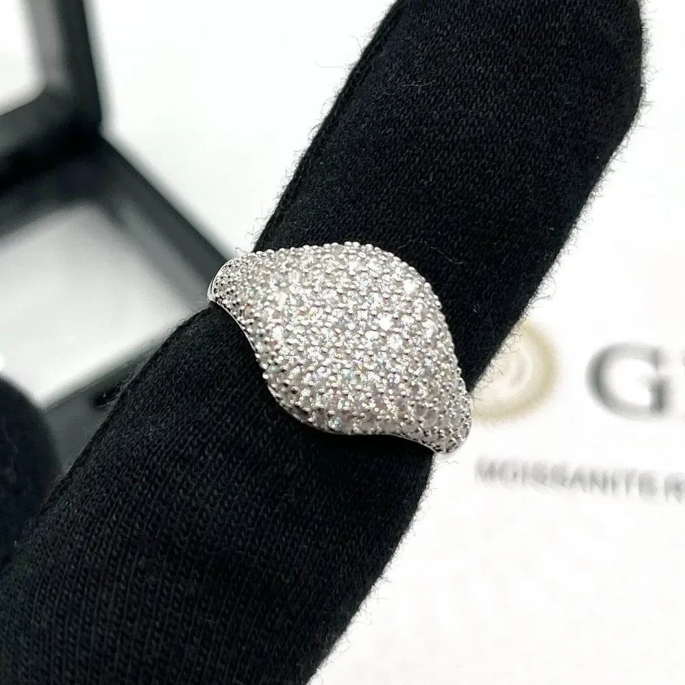 VVS Moissanite ICED Classic Style Ring, Solid 925 Sterling Silver Finger Ring - Picture 1 of 5